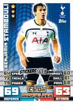 Sticker Benjamin Stambouli - English Premier League 2014-2015. Match Attax Extra n. 70 - Topps
