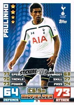 Figurina Paulinho - English Premier League 2014-2015. Match Attax Extra n. 71 - Topps