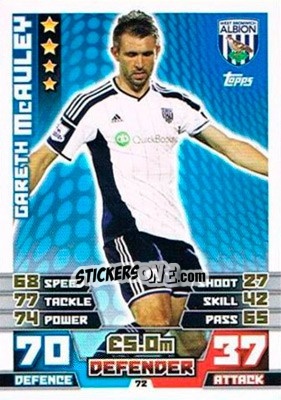 Sticker Gareth McAuley - English Premier League 2014-2015. Match Attax Extra n. 72 - Topps