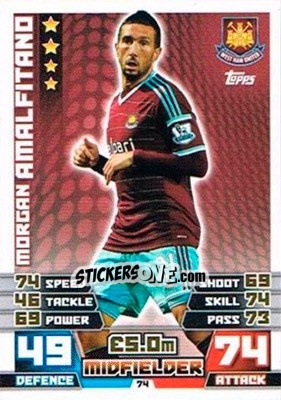 Sticker Morgan Amalfitano - English Premier League 2014-2015. Match Attax Extra n. 74 - Topps