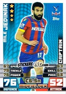 Sticker Mile Jedinak - English Premier League 2014-2015. Match Attax Extra n. C5 - Topps