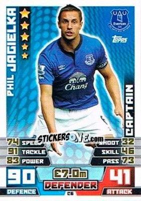 Sticker Phil Jagielka - English Premier League 2014-2015. Match Attax Extra n. C6 - Topps