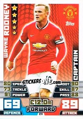 Sticker Wayne Rooney - English Premier League 2014-2015. Match Attax Extra n. C11 - Topps