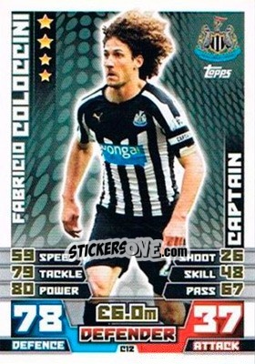 Sticker Fabricio Coloccini - English Premier League 2014-2015. Match Attax Extra n. C12 - Topps