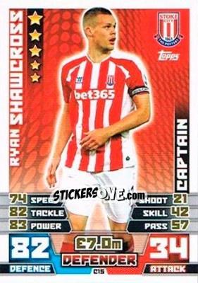 Sticker Ryan Shawcross - English Premier League 2014-2015. Match Attax Extra n. C15 - Topps