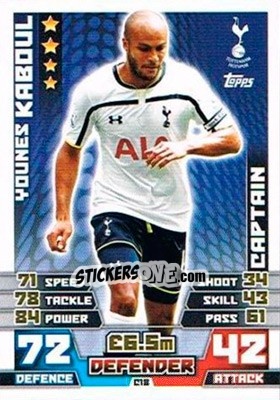 Sticker Younes Kaboul - English Premier League 2014-2015. Match Attax Extra n. C18 - Topps