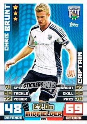 Sticker Chris Brunt - English Premier League 2014-2015. Match Attax Extra n. C19 - Topps