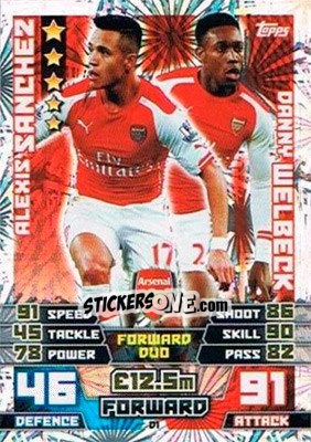 Sticker Alexis Sanchez / Danny Welbeck - English Premier League 2014-2015. Match Attax Extra n. D1 - Topps