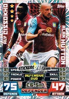 Cromo Aly Cissokho / Alan Hutton - English Premier League 2014-2015. Match Attax Extra - Topps