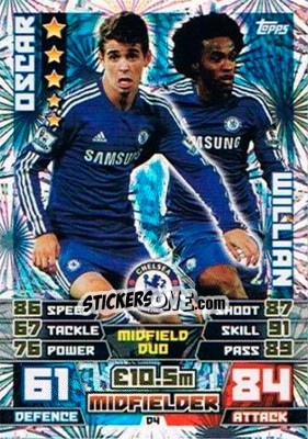 Sticker Oscar / Willian - English Premier League 2014-2015. Match Attax Extra n. D4 - Topps