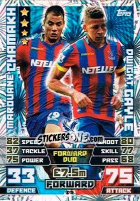 Sticker Marouane Chamakh / Dwight Gayle - English Premier League 2014-2015. Match Attax Extra n. D5 - Topps