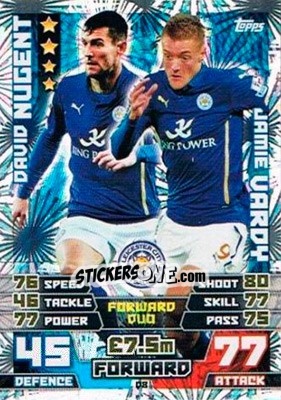 Sticker David Nugent / Jamie Vardy - English Premier League 2014-2015. Match Attax Extra n. D8 - Topps