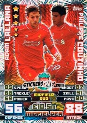 Sticker Adam Lallana / Philippe Coutinho - English Premier League 2014-2015. Match Attax Extra n. D9 - Topps