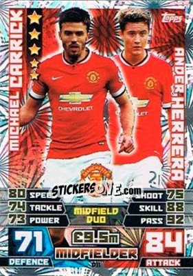 Sticker Michael Carrick / Ander Herrera - English Premier League 2014-2015. Match Attax Extra n. D11 - Topps