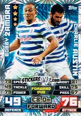 Sticker Bobby Zamora / Charlie Austin - English Premier League 2014-2015. Match Attax Extra - Topps