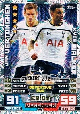 Sticker Jan Vertonghen / Kyle Walker - English Premier League 2014-2015. Match Attax Extra n. D18 - Topps