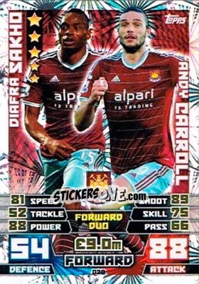 Sticker Diafra Sakho / Andy Carroll - English Premier League 2014-2015. Match Attax Extra n. D20 - Topps