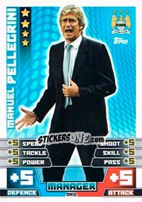Sticker Manuel Pellegrini - English Premier League 2014-2015. Match Attax Extra n. MN10 - Topps