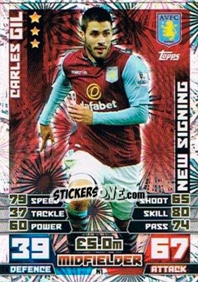 Sticker Carles Gil - English Premier League 2014-2015. Match Attax Extra - Topps