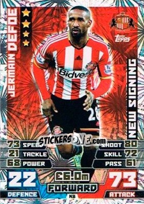 Sticker Jermain Defoe - English Premier League 2014-2015. Match Attax Extra n. N8 - Topps