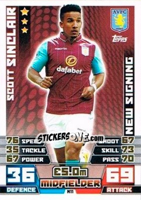 Sticker Scott Sinclair - English Premier League 2014-2015. Match Attax Extra n. N11 - Topps