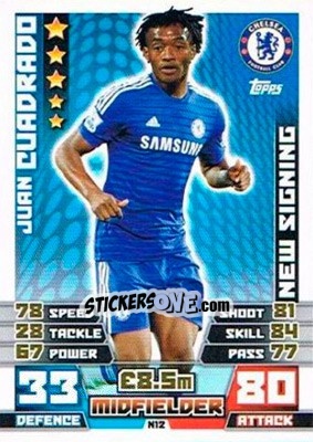 Sticker Juan Cuadrado - English Premier League 2014-2015. Match Attax Extra n. N12 - Topps