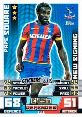 Sticker Pape Souare - English Premier League 2014-2015. Match Attax Extra n. N13 - Topps