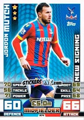 Sticker Jordon Mutch - English Premier League 2014-2015. Match Attax Extra n. N14 - Topps