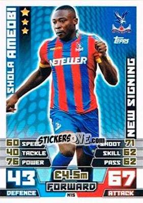 Sticker Shola Ameobi - English Premier League 2014-2015. Match Attax Extra n. N15 - Topps