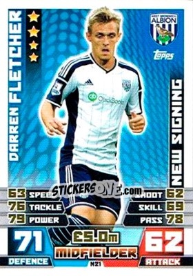 Sticker Darren Fletcher - English Premier League 2014-2015. Match Attax Extra n. N21 - Topps