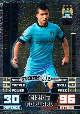 Sticker Sergio Aguero - English Premier League 2014-2015. Match Attax Extra n. LE1g - Topps