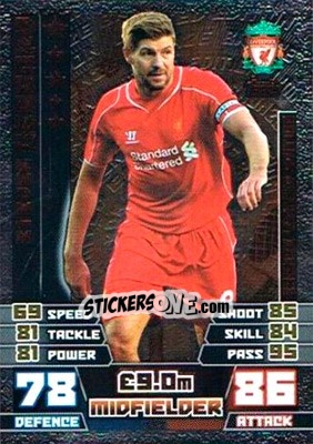 Cromo Steven Gerrard - English Premier League 2014-2015. Match Attax Extra - Topps