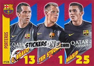 Cromo Claudio Bravo / Marc-Andre ter Stegen / Jordi Masip - FC Barcelona 2014-2015 n. 8 - Panini