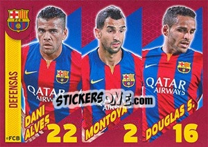 Sticker Dani Alves / Martin Montoya / Douglas Santos - FC Barcelona 2014-2015 n. 9 - Panini