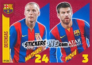 Sticker Jérémy Mathieu / Gerard Piqué - FC Barcelona 2014-2015 - Panini