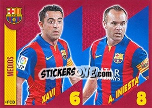 Cromo Xavi Hernández / Andres Iniesta - FC Barcelona 2014-2015 - Panini