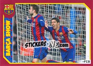 Sticker Piqué, Luis Suárez (Goal Celebration) - FC Barcelona 2014-2015 n. 156 - Panini