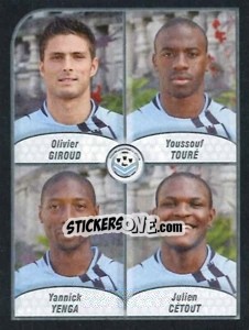 Sticker Olivier Giroud / toure / yenga / cetout - FOOT 2009-2010 n. 653 - Panini