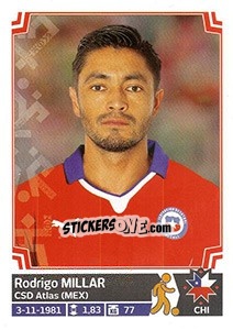 Cromo Rodrigo Millar - Copa América. Chile 2015 - Panini