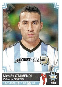 Sticker Nicolás Otamendi - Copa América. Chile 2015 n. 121 - Panini