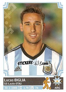 Sticker Lucas Biglia - Copa América. Chile 2015 n. 126 - Panini