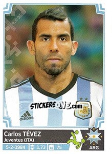 Figurina Carlos Tévez - Copa América. Chile 2015 - Panini