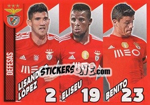 Cromo Lisandro López / Eliseu / Benito (defesas) - Sl Benfica 2014-2015 - Panini