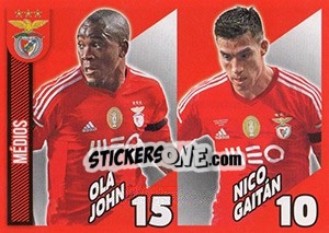 Cromo Ola John / Nico Gaitán (médios) - Sl Benfica 2014-2015 - Panini