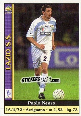 Sticker Paolo Negro - Calcio 2000-2001 n. 174 - Mundicromo