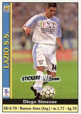 Sticker Diego Simeone - Calcio 2000-2001 n. 185 - Mundicromo