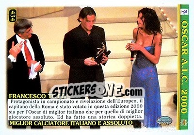 Sticker Francesco Totti / Francesco Toldo - Calcio 2000-2001 n. 434 - Mundicromo