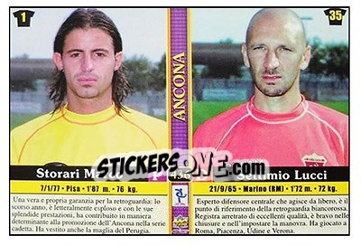 Sticker Giuseppe Castiglione /  Massimiliano / Favo Storari Marco / Settimio Lucci - Calcio 2000-2001 - Mundicromo