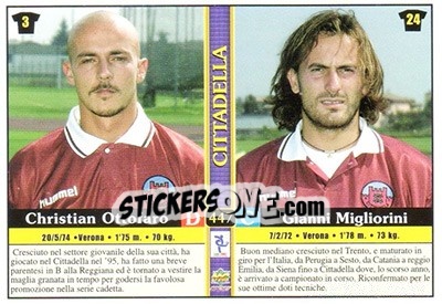 Sticker Christian Ottofaro / Gianni Migliorini / Marco Scarpa / Alessandro De Poli - Calcio 2000-2001 n. 447 - Mundicromo