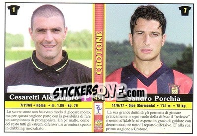 Sticker Cesaretti Alessandro / Sandro Porchia / Matteo Superbi / Limmy Fialdini - Calcio 2000-2001 n. 451 - Mundicromo